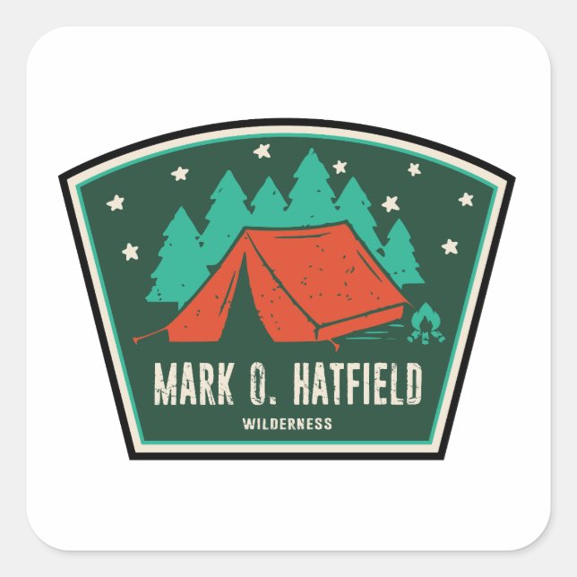 Adesivo Quadrado Mark O. Hatfield Wilderness Camping (Frente)