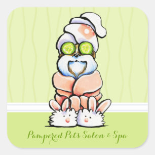 Adesivo Quadrado Marketing do pepino de Shih Tzu dos termas do