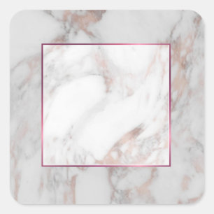 Adesivo Quadrado Mármore Dourado Rosa Elegante Modelo em Branco Ten