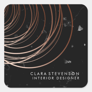 Adesivo Quadrado Mármore geométrico de rosa dourado elegante e m