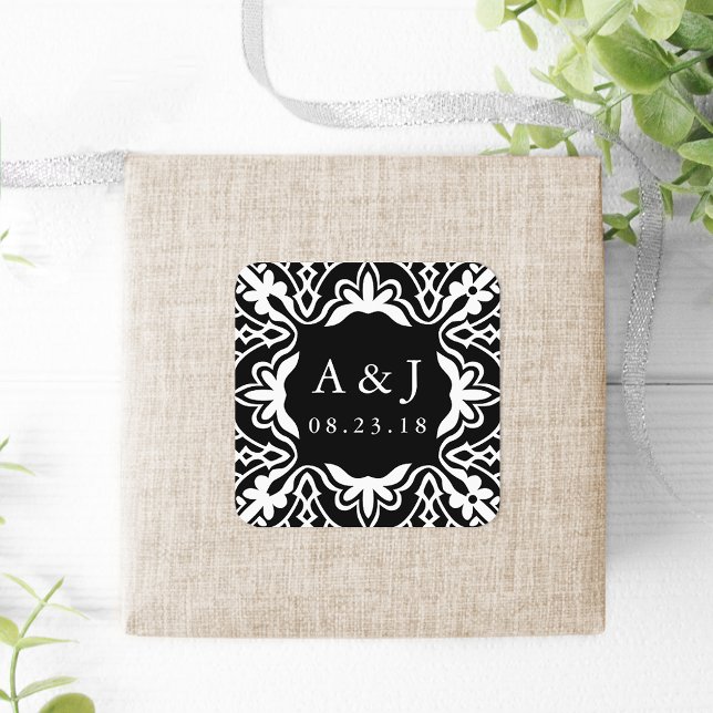 Adesivo Quadrado Marrakesh Wedding Monographic Stickers | Preto (Criador carregado)