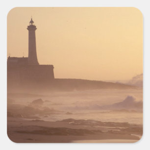 Adesivo Quadrado Marrocos, Rabat, Farol ao pôr do sol com