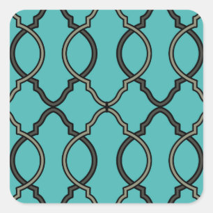 Adesivo Quadrado Marroquino azul geométrico da treliça