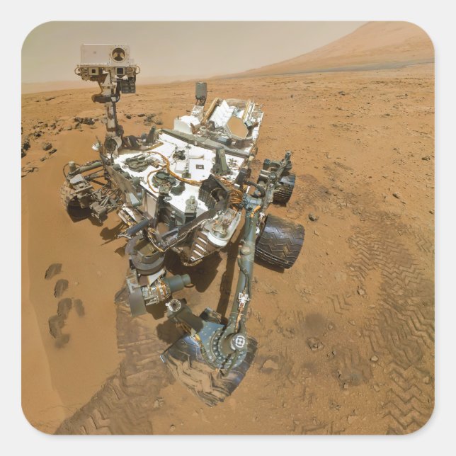 Adesivo Quadrado Mars Rover Curiosity no Rocknest (Frente)