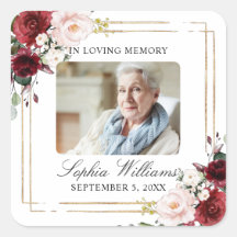 Marsala Rosa Memorial Funeral Square Sticker