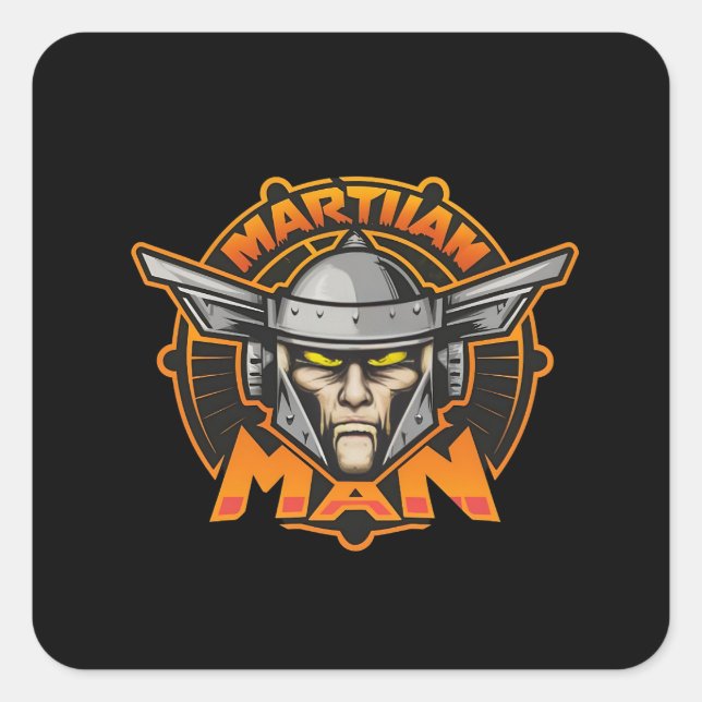 Adesivo Quadrado Martian Man Futuristic Logo Art (Frente)