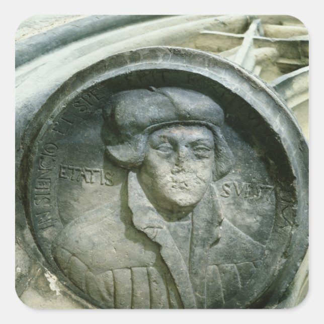 Adesivo Quadrado Martin Luther envelhecido 57 com o Luther aumentou (Frente)