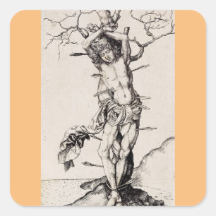 Adesivo Quadrado Martírio de São Sebastião por Martin Schongauer