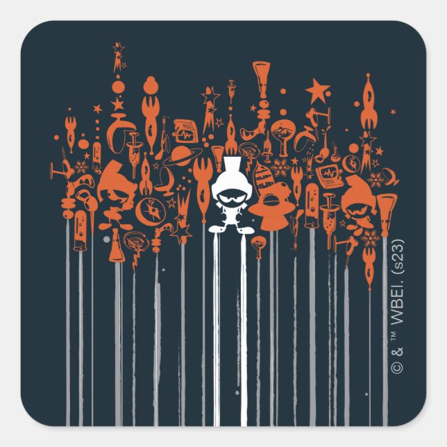 Adesivo Quadrado MARVIN AS Armas MARTIAN™ de Destruição Maciça (Frente)