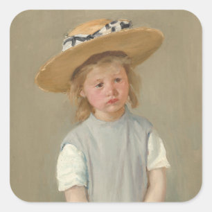 Adesivo Quadrado Mary Cassatt - Criança num Chapéu de Palha