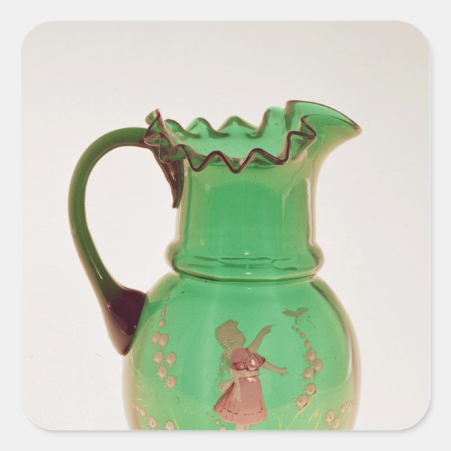 Adesivo Quadrado Mary Gregory green jug com esmalte disparado (Frente)