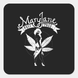 Adesivo Quadrado Mary Jane Puff Pass Mulher Trabalho de arte branca