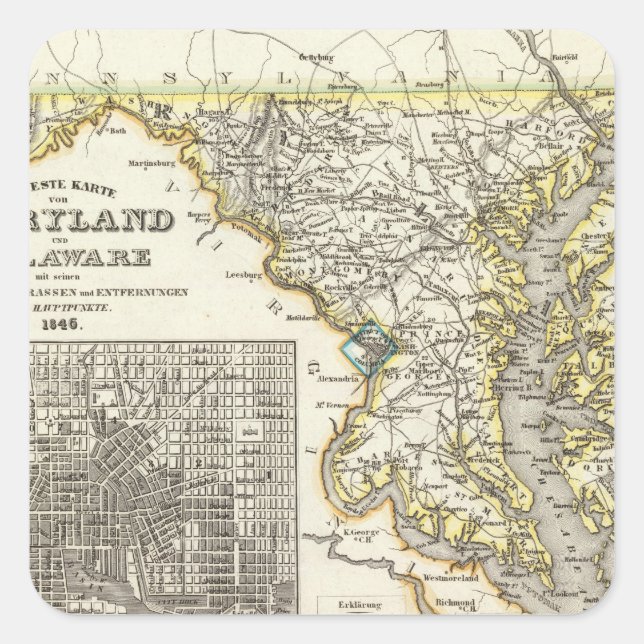 Adesivo Quadrado Maryland, Delaware (Frente)