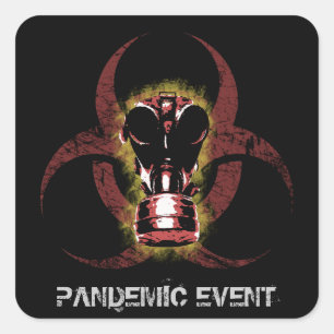 Adesivo Quadrado Máscara de gás do Biohazard customizável
