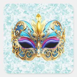 Adesivo Quadrado Máscara de mascarada com os Ouros