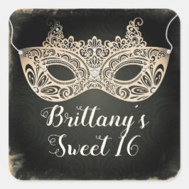 Adesivo Quadrado Máscara de Mascarada Pérola Verde Vintage Doce Fes