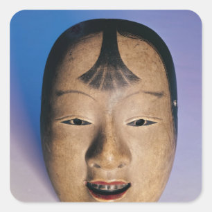 Adesivo Quadrado Máscara de teatro Noh de um jovem chamado