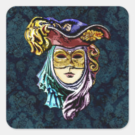 Adesivo Quadrado Máscara de Veneza sobre o fundo das Damas Escuras