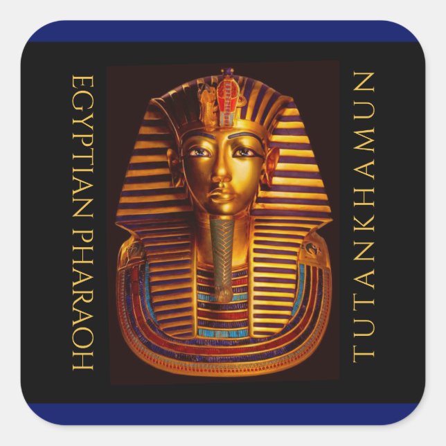 Adesivo Quadrado Máscara Dourada do Rei Egípcio Tutankhamun (Frente)