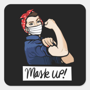 Adesivo Quadrado Máscara para cima Rosie the Riveter