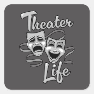 Adesivo Quadrado Máscaras de Comédia e Tragédia da Vida em Teatro
