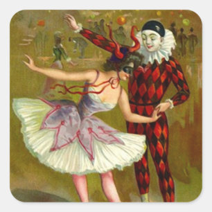 Adesivo Quadrado Máscaras do Harlequin do partido do traje de