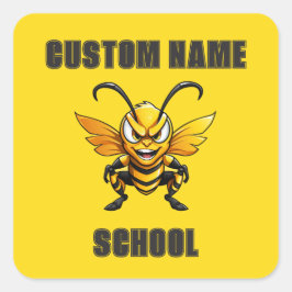Adesivo Quadrado Mascote de Abelhas de Hornets PERSONALIZADOS | Ama