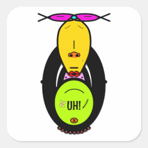 Adesivo Quadrado Mascote de desenho animado de macaco engraçado