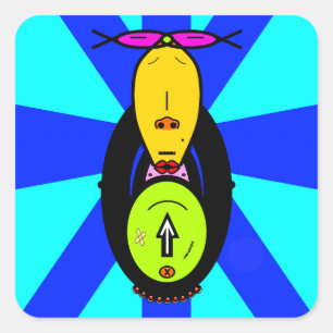 Adesivo Quadrado Mascote de desenho animado de macaco engraçado