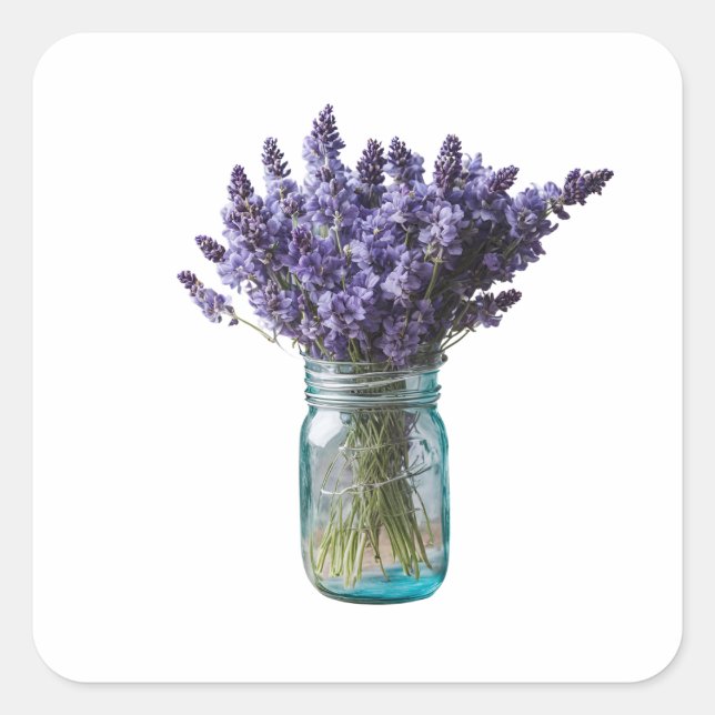 Adesivo Quadrado Mason Jar Lavanda (Frente)