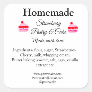 Adesivo Quadrado Massa de morango caseira feita com tex de amor