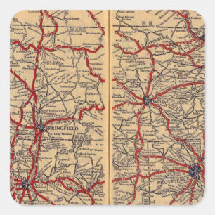 Adesivo Quadrado Massachusetts, Connecticut, ilha de Rhod