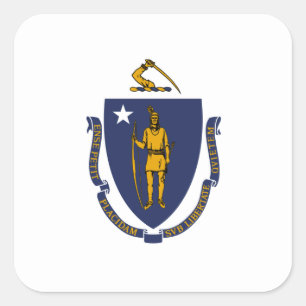 Adesivo Quadrado Massachusetts Flag, Bandeira de Massachusetts