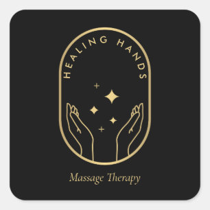 Adesivo Quadrado Massagem das Mãos de Cura Modernas, Logotipo do Ou