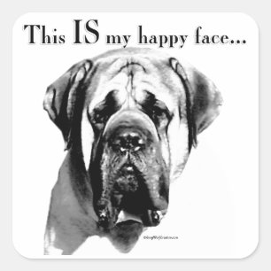 Adesivo Quadrado Mastiff Happy Face