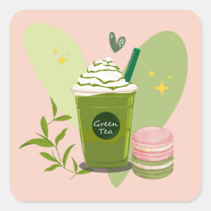 Adesivo Quadrado Matcha e Macarons