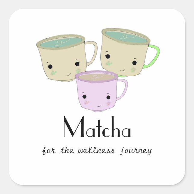 Adesivo Quadrado Matcha Wellness Journey Round Sticker (Frente)