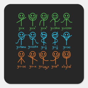 Adesivo Quadrado Matemática da Equação de Dança do Professor de Mat
