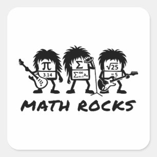 Adesivo Quadrado Matemática Rochas Humor de Banda de Rock Acadêmico