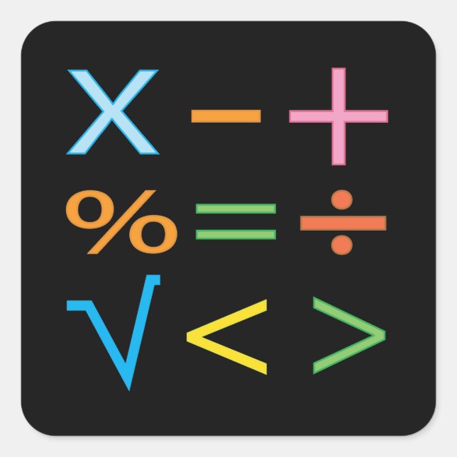 Adesivo Quadrado Matemática Símbolo Matemático  (Frente)