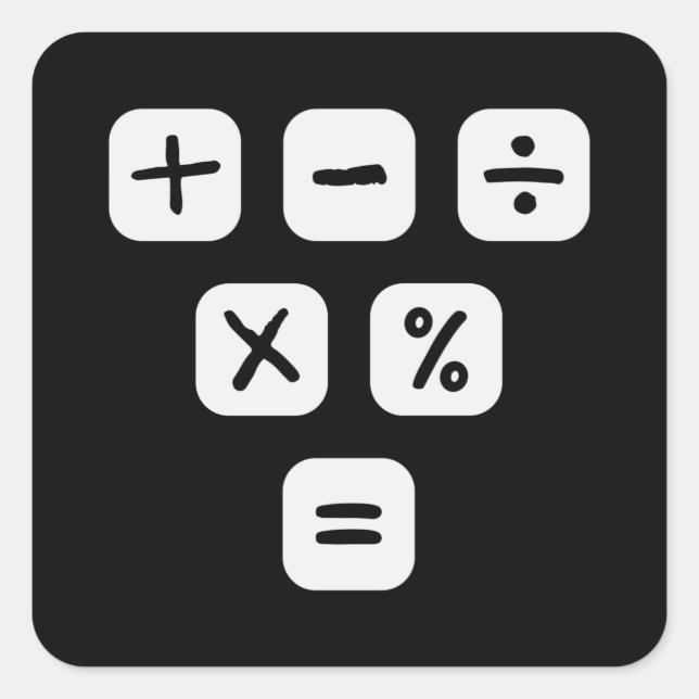Adesivo Quadrado Matemática Símbolos matemáticos Sinais matemáticos (Frente)