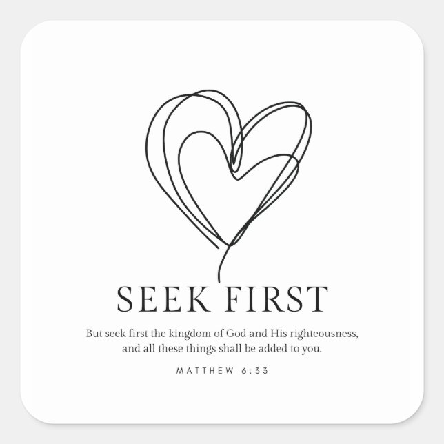 Adesivo Quadrado Mateus 6:33 Procure primeiro o Reino de Deus (Frente)