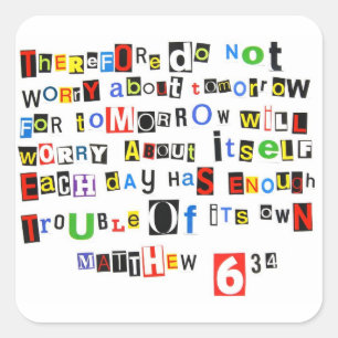 Adesivo Quadrado Mateus 6:34