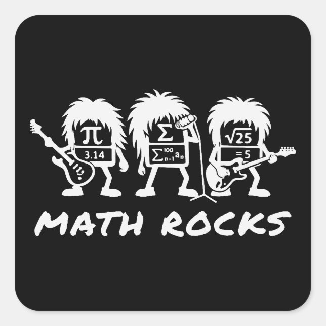 Adesivo Quadrado Math Rocks Academic Rock Band Humor (Frente)