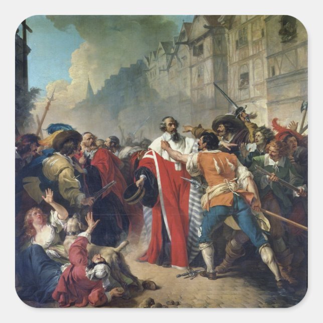 Adesivo Quadrado Mathieu Mole sendo parado pela multidão parisiense (Frente)