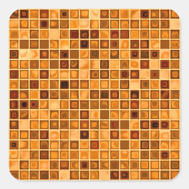 Adesivo Quadrado Matizes De Azulejo Mosaico "Watery" Laranja Rust (Frente)