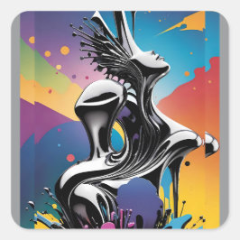 Adesivo Quadrado Matriz de Freak - Arte Surreal do Ken Gage