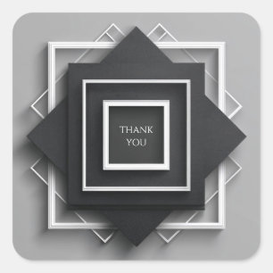 Adesivo Quadrado Matte Black & White Frame Moderno Casamento Elegan