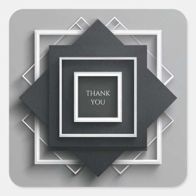 Adesivo Quadrado Matte Black & White Frame Moderno Casamento Elegan (Frente)