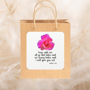 Adesivo Quadrado Matthew 11:28 Eu Vou Te Dar Uma Citação De Bíblia